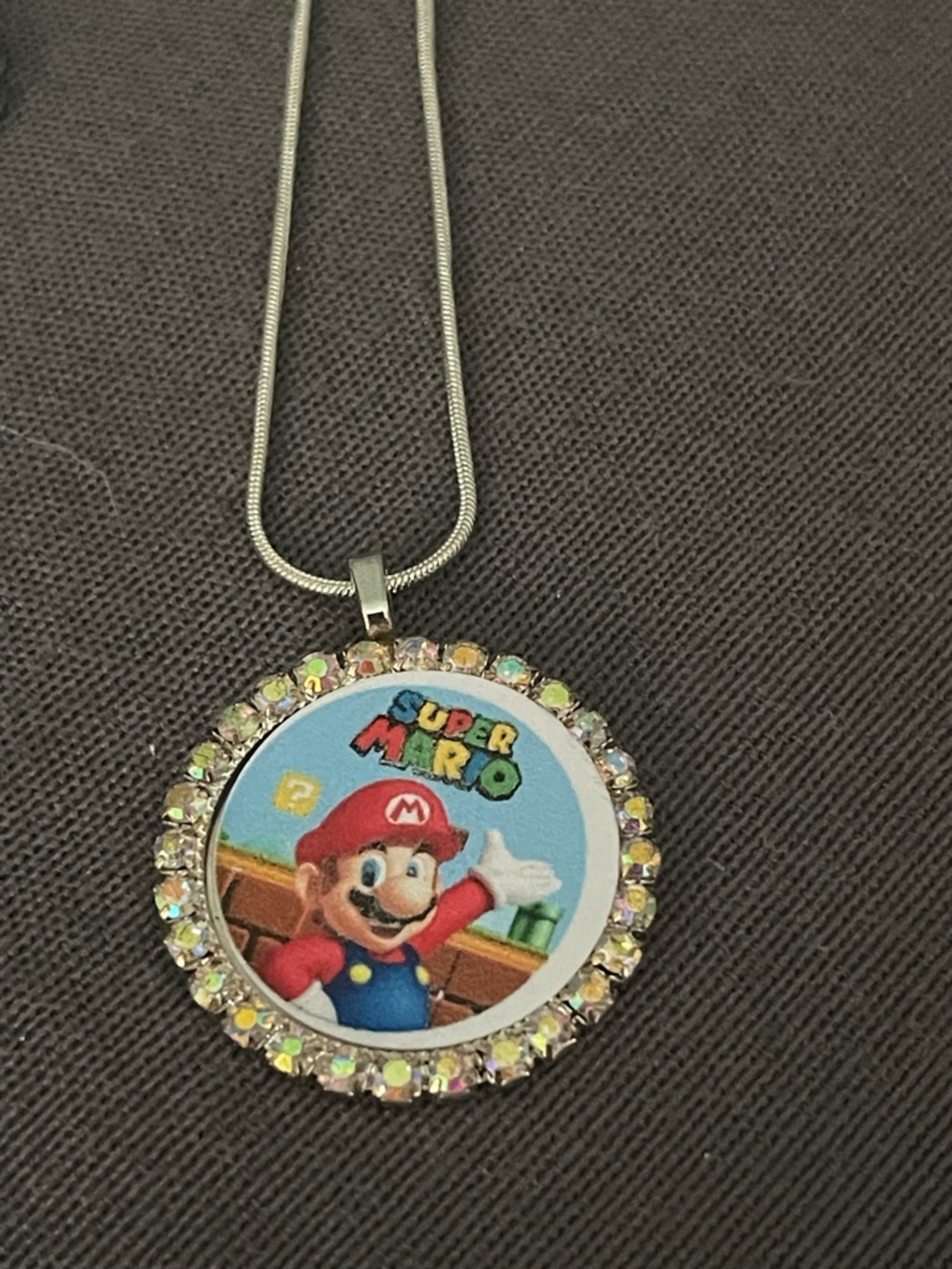 Super Mario Crystal Pendant Necklace - Red, Blue